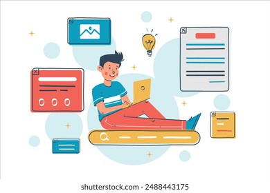 ILUSTRACIÓN VECTORIAL de optimización de Sitio web SEO