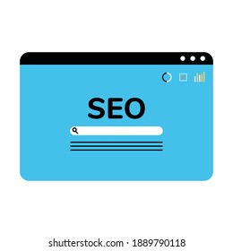 Sitio web Seo con diseño de botón de búsqueda, ecommerce de marketing digital y tema en línea Ilustración vectorial