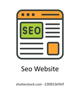 Seo Website Vector Fill outline Icon Design illustration. Seo and web Symbol on White background EPS 10 File