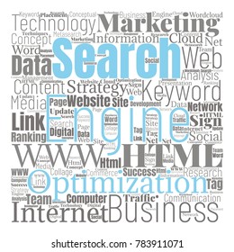 SEO Word Cloud Concept. Searching Engine Optimizing Vector Illustration