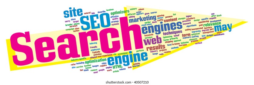 SEO word cloud illustration. Graphic tag collection.
