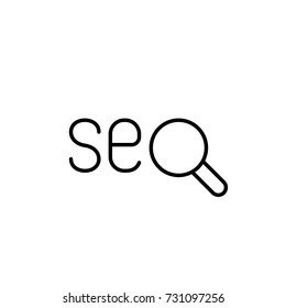 seo word with loupe symbol line black icon