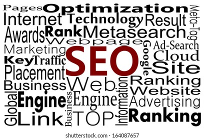 SEO words. Search Engine Optimization concept in word cloud