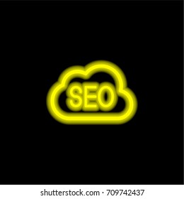 Seo yellow glowing neon ui ux icon. Glowing sign logo vector