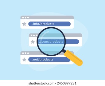 SEO-friendly domain name concept. Domain SEO optimizes website names for search engines and users, focusing on short, readable and keyword-rich names to improve search rankings and relevance