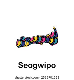 Seogwipo City of Korea map vector illustration, vector template with Colorful circle style isolated on white background