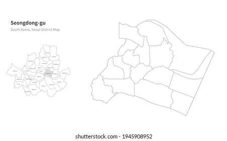 Seongdong-gumap. Seoul District Map Vector.