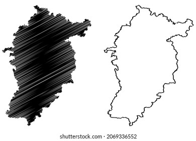 Seoni district (Madhya Pradesh State, Jabalpur division, Republic of India) map vector illustration, scribble sketch Seoni map