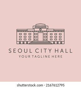 seoul city hall icon line art logo vector symbol illustration design