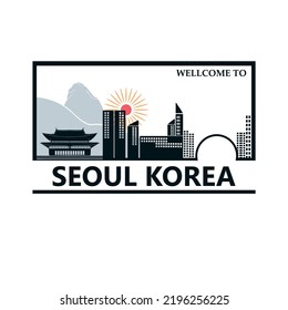 SEOUL CITY KOREA, Great Silhouette Of Modern Busy Big City Vector Illustrations