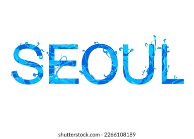 Nombre de la ciudad de SEOUL. Palabra vectorial de las letras de pintura azules