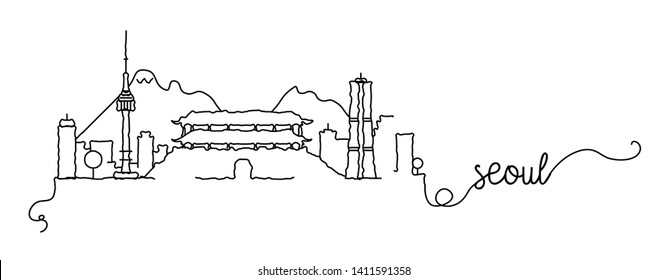 Seoul City Skyline Doodle Sign