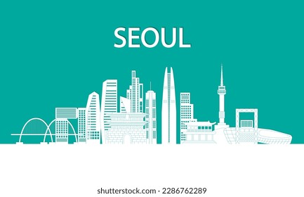 Seoul City Skyline Tower Vector