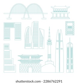 Seoul City Skyline Tower Vector