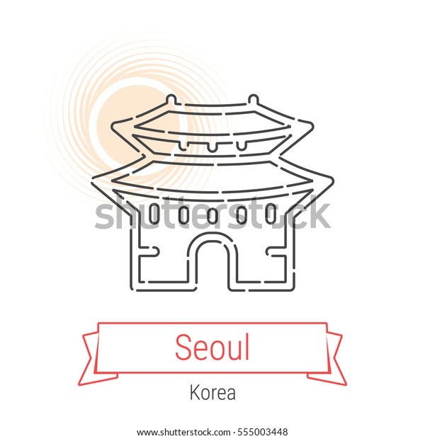 Seoul Korea Flat Style Thin Line Stock Vector (Royalty Free) 555003448