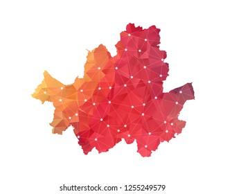 Seoul Map - Abstract geometric rumpled triangular low poly style gradient graphic on white background , line dots polygonal design for your . Vector illustration eps 10.