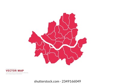 Mapa de Seúl - estilo abstracto rojo aislado en fondo blanco para infografía, vector de diseño.