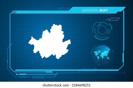 Mapa de Seúl del marco digital azul HUD, GUI, interfaz de interfaz de usuario vector de radar.