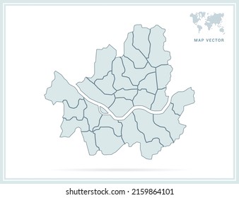 Seoul Karte, grüner Vektorgrafik auf weißem Hintergrund.