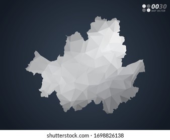 Seoul map grey polygon red triangle mosaic with dark background. style gradient vector.