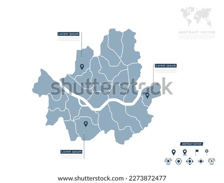 Seoul map of infographic blue Navigator pin location checking communication information plan position.