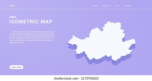 Seoul map of isometric purple vector illustration. Web banner layout template.