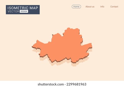 Seoul map orange with isometric vector.