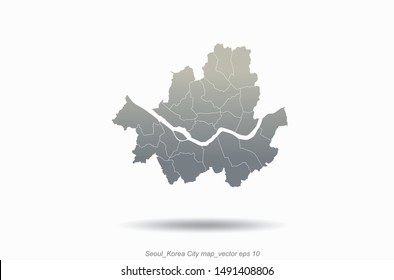 seoul map outline in vector