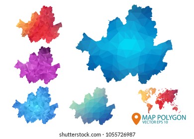 Seoul Map - Set of geometric rumpled triangular low poly style gradient graphic background , Map world polygonal design for your . Vector illustration eps 10.