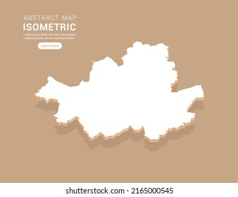 Seoul Map White On Brown Background With Isometric Vector.