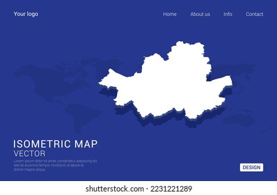 Seoul map white on dark blue background 3d isometric vector illustration.