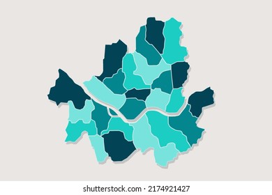 Mapa de Seúl - Mapa Mundial Plantilla vectorial internacional con Alto detalle incluyendo color de contorno azul y verde aislado en fondo blanco - Ilustraciones vectoriales 10