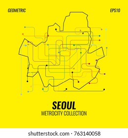 Seoul Metro Map, City Subway Graphic, Vector Abstract Poster Templates, Geometric Hipster Backgrounds, Brochures, Minimal Flat Design