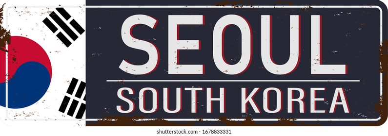 Seoul road sign isolated on white background.