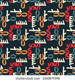 Seoul seamless pattern. Autentic artistic design for background.