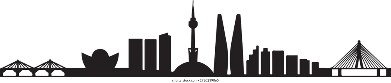 Seúl Simple Dark Lines Skyline. diseño Vector negro silueta
