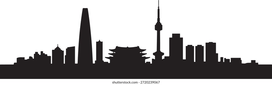 Seúl Simple Dark Lines Skyline. diseño Vector negro silueta
