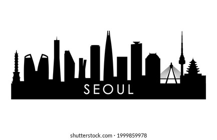 Seoul skyline silhouette. Black Seoul city design isolated on white background. 