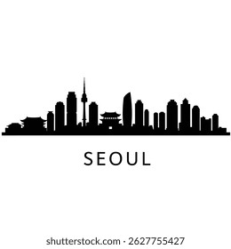 Silhueta do horizonte de Seul com a Coreia do Sul e Paisagem urbana.