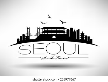 Seoul Skyline with Typography Design