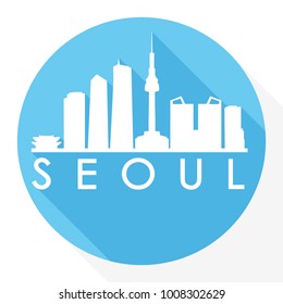 Seoul South Korea Asia Flat Icon Skyline Silhouette Design City Vector Art Famous Buildings