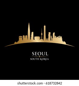 Silueta de perfil urbano de Seúl, Corea del Sur. Ilustración del vector