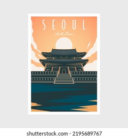 Seoul South Korea Poster Design Illustration, South Korea Palace Poster Design