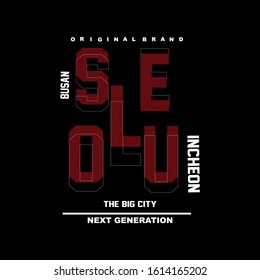 Seoul t-shirt and apparel designs. Vector print, typography, poster, emblem.varsity
