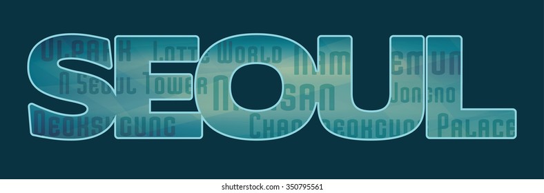 'Seoul' typography for t-shirt. Vector graphic design