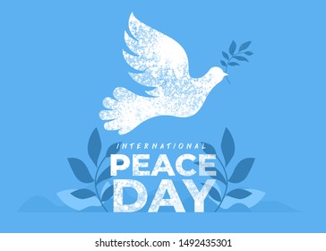 21 de setiembre, Día Internacional de la Paz. El concepto de ilustración presenta el mundo de la paz. Vector ilustrado.