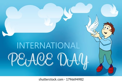 Sep 21. international peace day. Illustration concept present peace world. Vector illustrate.