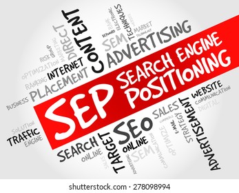 SEP (search engine positioning) word cloud business concept