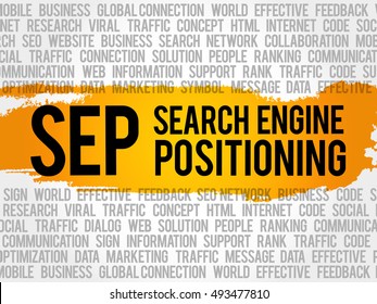 SEP (search engine positioning) word cloud collage, business concept background
