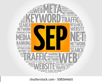 SEP (search engine positioning) word cloud collage, business concept background